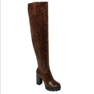 CHARLES BY CHARLES DAVID Women’s Snake Print Lug Sole Tall Boots Size 8