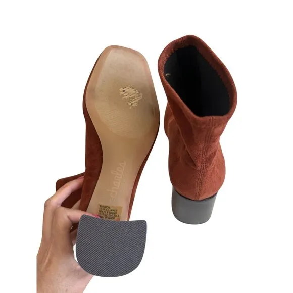 CHARLES DAVID Copper Block Heel Boots Size 9