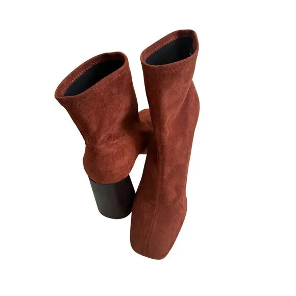 CHARLES DAVID Copper Block Heel Boots Size 9