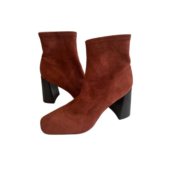 CHARLES DAVID Copper Block Heel Boots Size 9