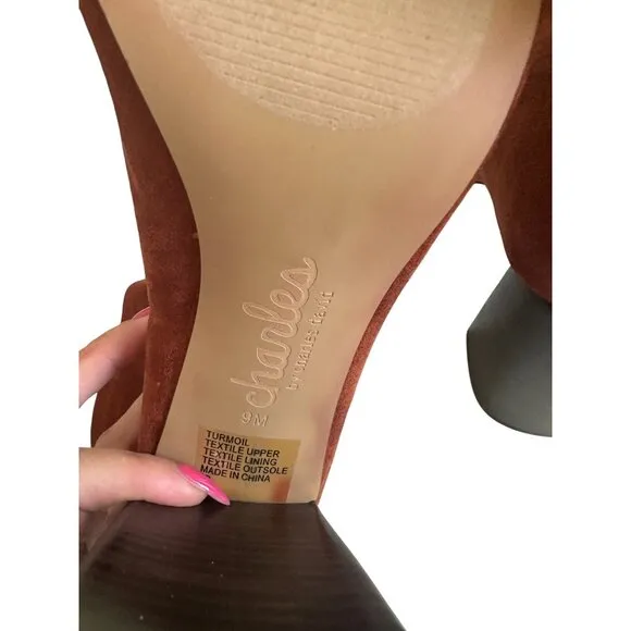 CHARLES DAVID Copper Block Heel Boots Size 9