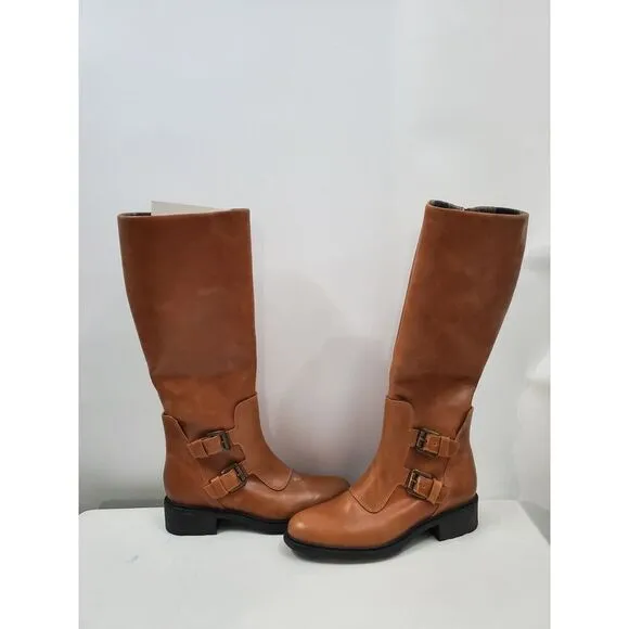 Charles David Women's Cognac Brown Riding Boots Made in Italy Leather Sz 6 NWOT