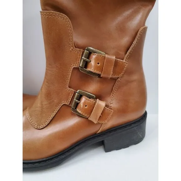 Charles David Women's Cognac Brown Riding Boots Made in Italy Leather Sz 6 NWOT