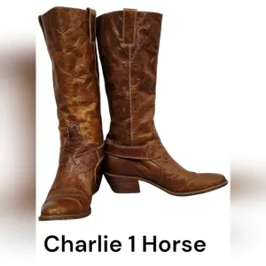 Charlie 1 Horse Lucchese brown western cowboy riding boots women's size …