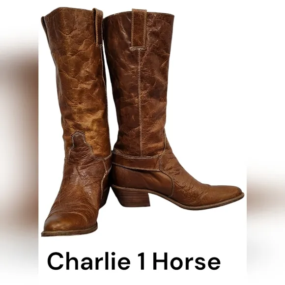Charlie 1 Horse Lucchese brown western cowboy riding boots women's size …