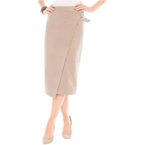 Chico's Black Label Tan Taupe Faux-Suede Wrap Skirt Chico's Size 2 Medium
