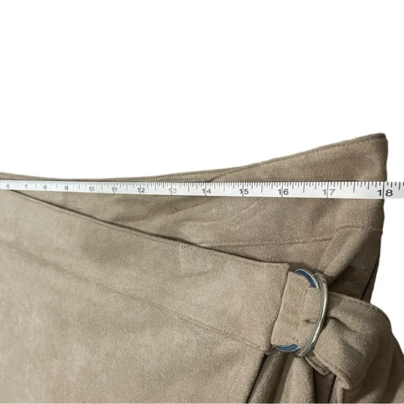 Chico's Black Label Tan Taupe Faux-Suede Wrap Skirt Chico's Size 2 Medium
