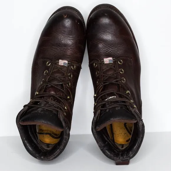 Chippewa Men's Work Boots Waterproof Chip-A-Tex Leather Brown Size 12 | AA