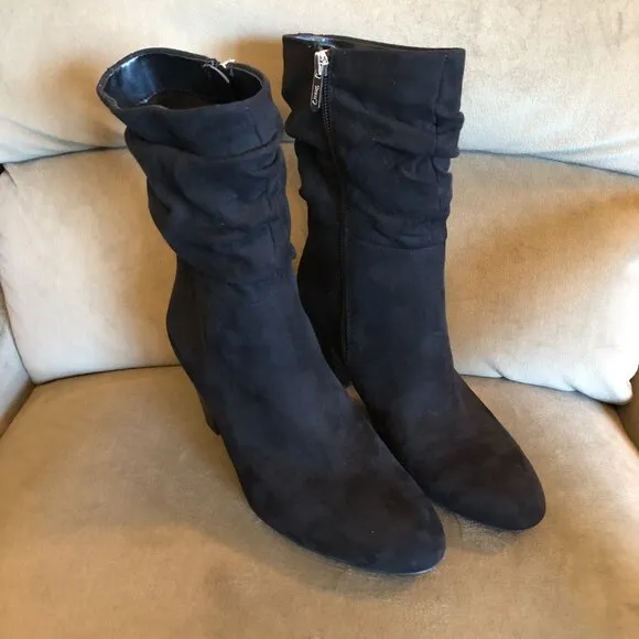 Circus NY by Sam Edelman Black Heel Booties Suede-Like Boots