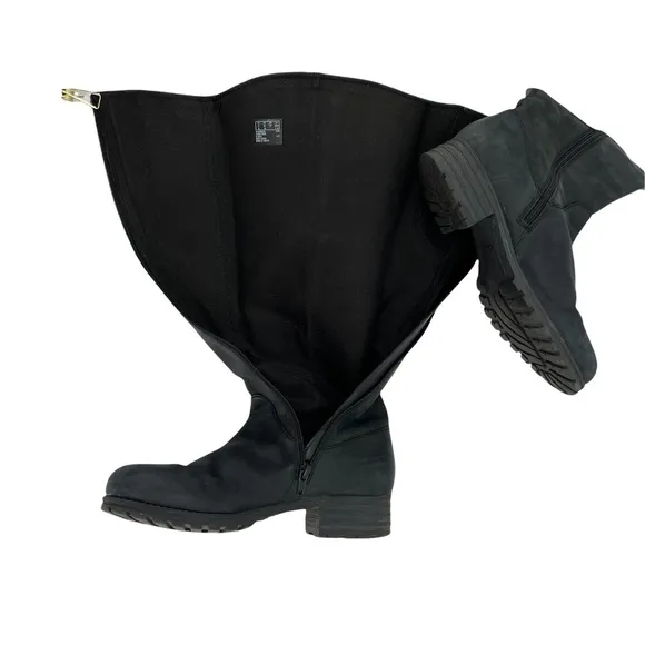 Clarks Black Tall Heeled Side Zipper Riding Boots Size 6 1/2 Women’s