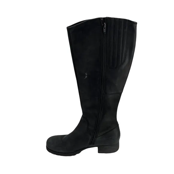 Clarks Black Tall Heeled Side Zipper Riding Boots Size 6 1/2 Women’s