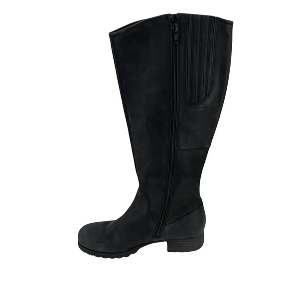 Clarks Black Tall Heeled Side Zipper Riding Boots Size 6 1/2 Women’s