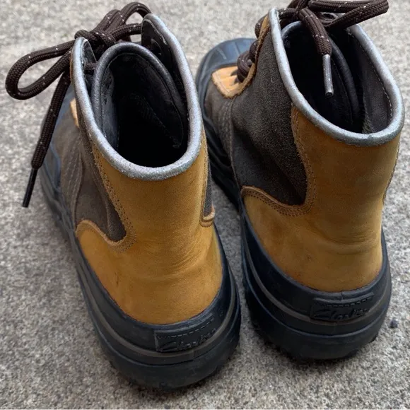 Clarks Brown and Black Lace Up Boots Durable Design