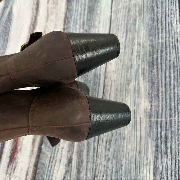 CLARKS Brown Leather Clog Boots