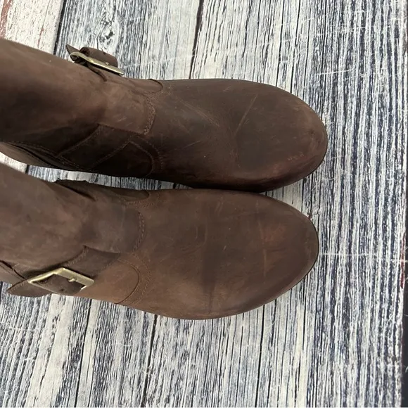 CLARKS Brown Leather Clog Boots