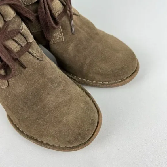 Clarks Carleta Lyon Taupe Suede Chunky Heel Ankle Boots 7