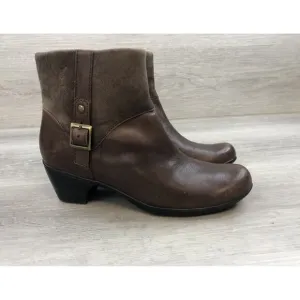 Clarks Ingalls 62424 Women's Dover Brown Boot Size 8.5 Block Heel Bootie Brown