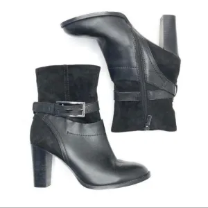 CLARKS Kacia Garnet Black Leather Suede Boots Size 5