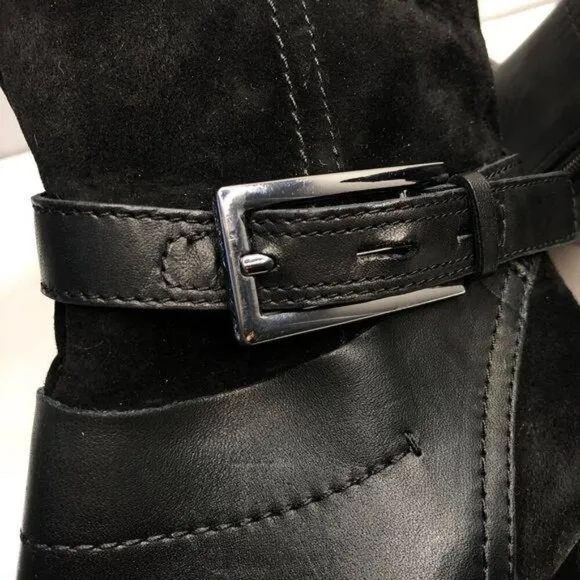 CLARKS Kacia Garnet Black Leather Suede Boots Size 5