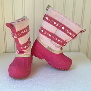 Clark’s kids slip in snow winter boots faux fur lined toddler girls size 8 pink