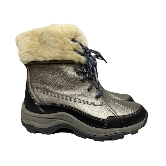 Clarks Mazlyn Arctic Winter Duck Boots EUC Womens 9.5 Pewter Silver Worn Once
