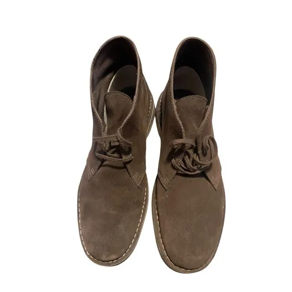 Clarks Mens Brown Bushacre 3 Sand Suede Leather Lace Up Ankle Boots Size 12