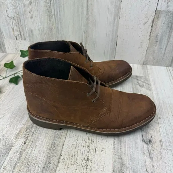 Clarks Men's Bushacre 2 Beeswax Leather Chukka Boots Brown Size 10M