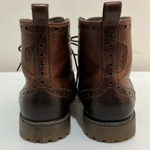 Clarks Montacute Lord Brogue Wing Tip Boots Men’s Size 9.5 Dark Brown