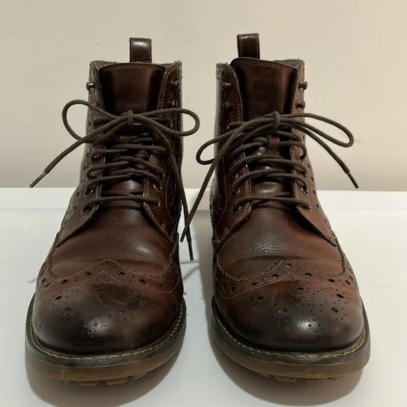 Clarks Montacute Lord Brogue Wing Tip Boots Men’s Size 9.5 Dark Brown
