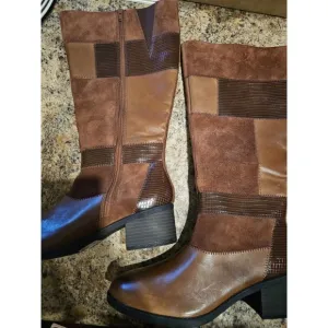 Clarks Nevella Nova Brown Leather &amp; Suede Riding Boots Women's 9 NEW