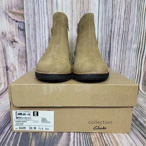 Clarks Sharon Spring Taupe Suede Bootie New Size 10