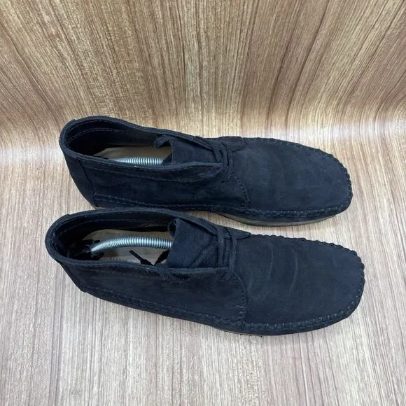 Clarks Wallabee Moccasin Boots Mens 11.5 Black Suede Charles F Stead England