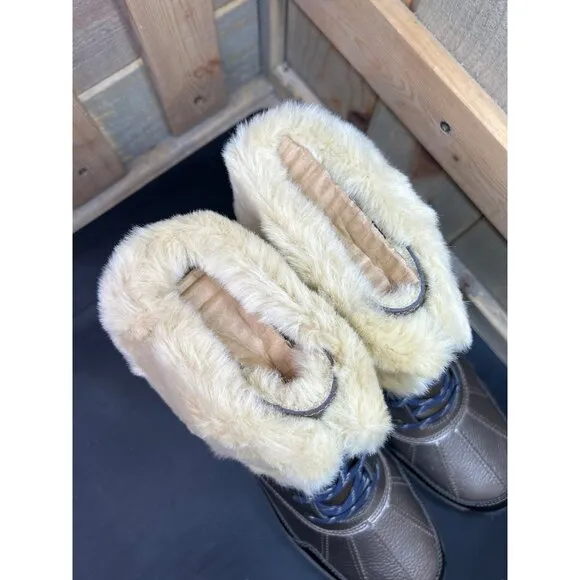 Clarks Womens Pewter Snow Boots Fur-Lined Waterproof Size 10W