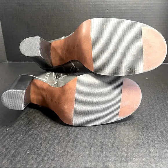 Classy Nine West Gray Bredeo Ankle Boots 5.5M approx 4” heel Beautiful