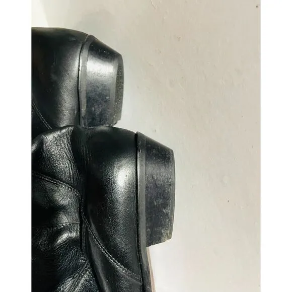 Claud Foam riding leather boots Italy black animal print gold buckle women 10.5