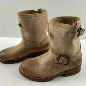 CLOE WOLF BLAINE BROWN LEATHER ROUND TOE PULL ON BOOTS SZ 8