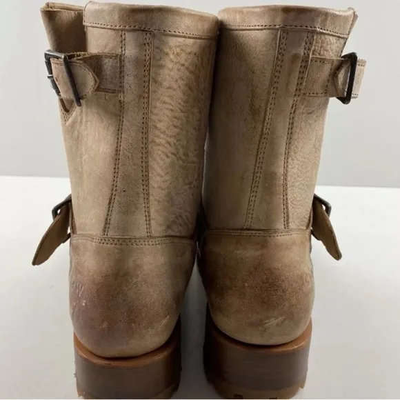 CLOE WOLF BLAINE BROWN LEATHER ROUND TOE PULL ON BOOTS SZ 8