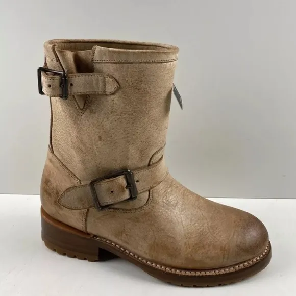 CLOE WOLF BLAINE BROWN LEATHER ROUND TOE PULL ON BOOTS SZ 8