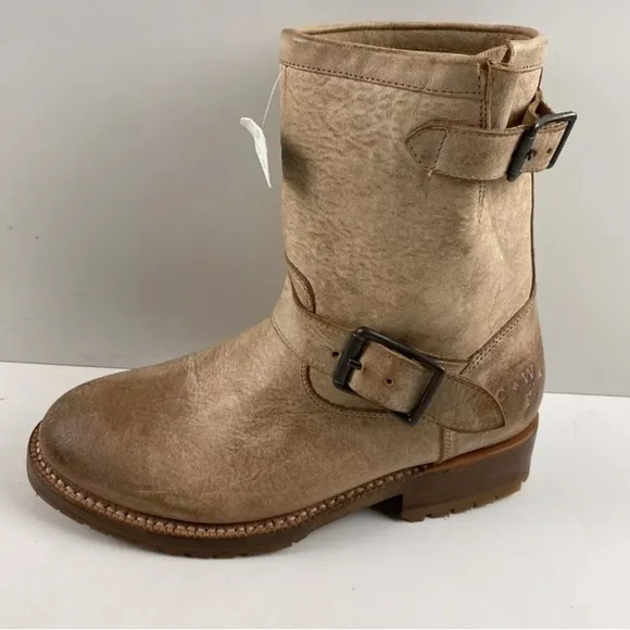 CLOE WOLF BLAINE BROWN LEATHER ROUND TOE PULL ON BOOTS SZ 8