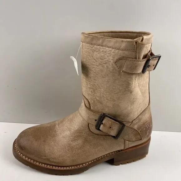 CLOE WOLF BLAINE BROWN LEATHER ROUND TOE PULL ON BOOTS SZ 8