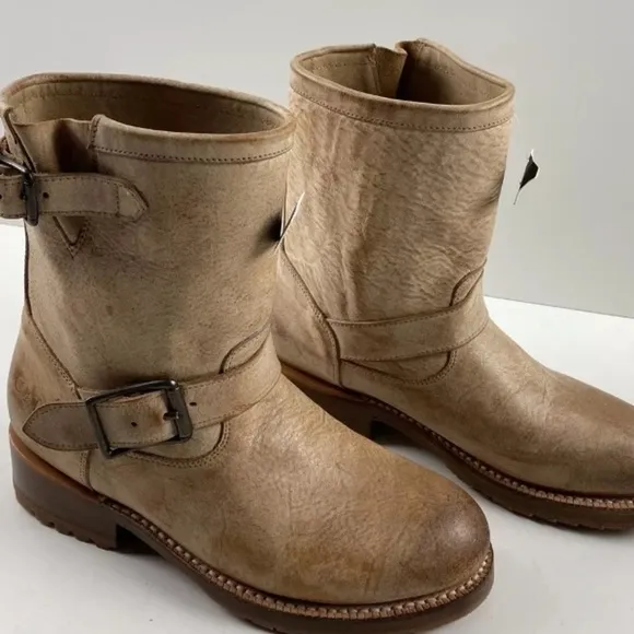 CLOE WOLF BLAINE BROWN LEATHER ROUND TOE PULL ON BOOTS SZ 8