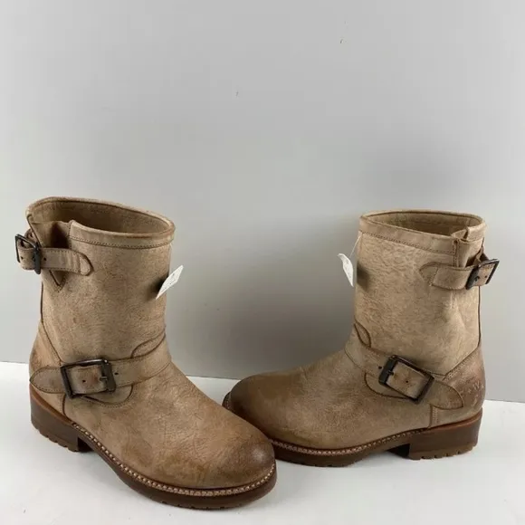 CLOE WOLF BLAINE BROWN LEATHER ROUND TOE PULL ON BOOTS SZ 8