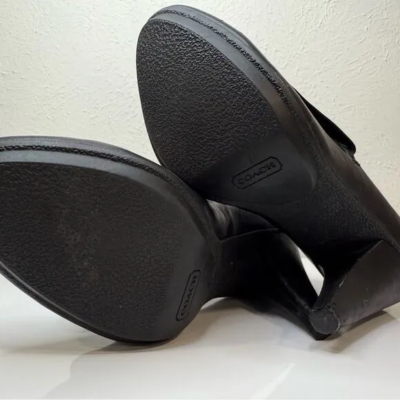 Coach Alexandra Soft Leather Black Ankle Boots, Size 5.5