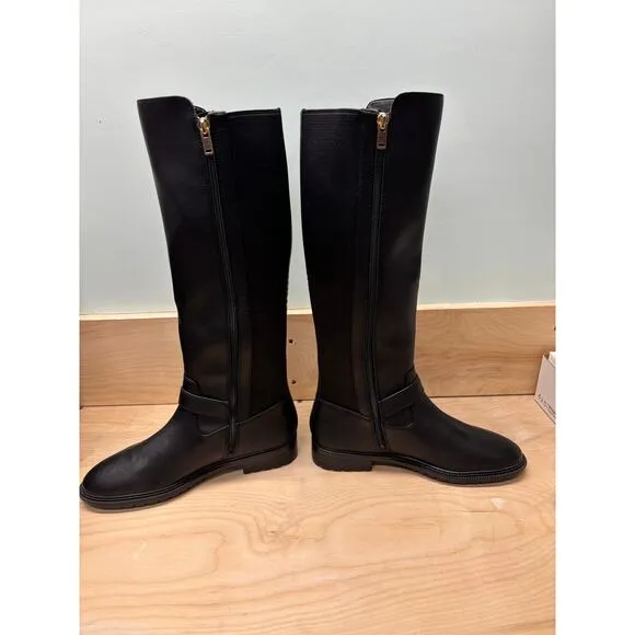 Coach Farrah Boots, Leather Rider Style in Black, Size 7.5