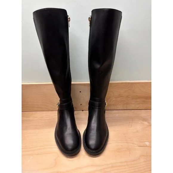 Coach Farrah Boots, Leather Rider Style in Black, Size 7.5