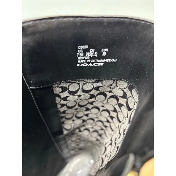 Coach Farrah Boots, Leather Rider Style in Black, Size 7.5