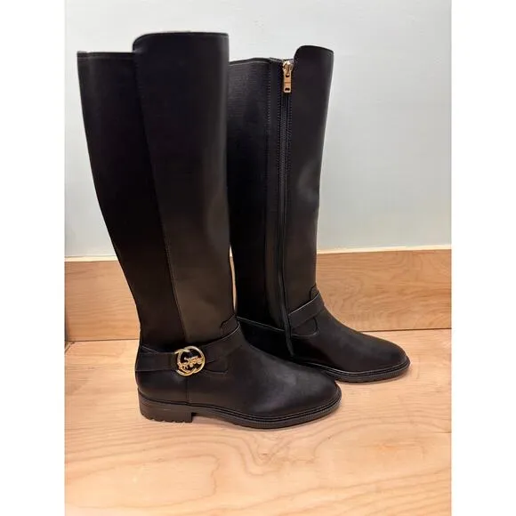 Coach Farrah Boots, Leather Rider Style in Black, Size 7.5