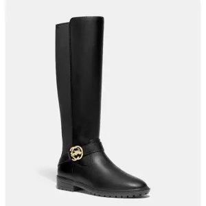 Coach Farrah Boots, Leather Rider Style in Black, Size 7.5