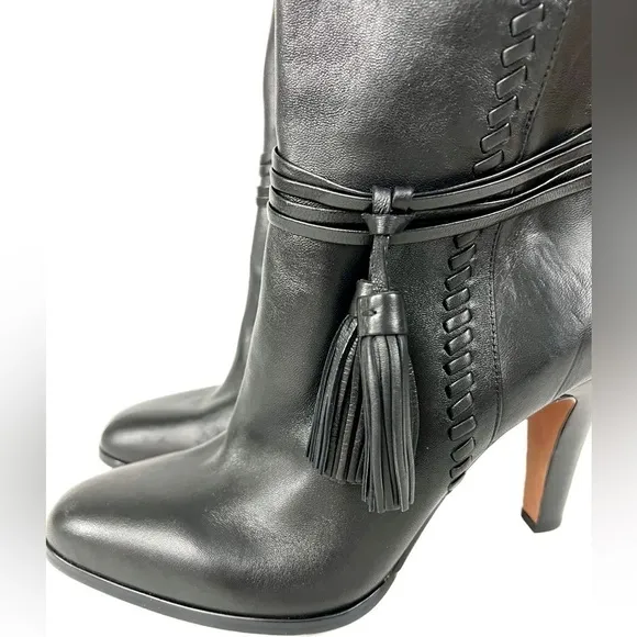 Coach Jessie Black Silky Nappa Leather Boots - Size 9