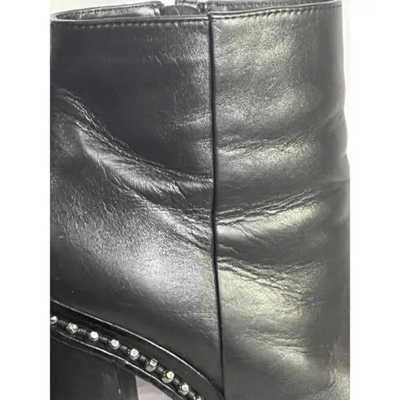 Coach Justina Bootie Buttery Soft Leather Studded Moto Chunky Block Heel Sz 8